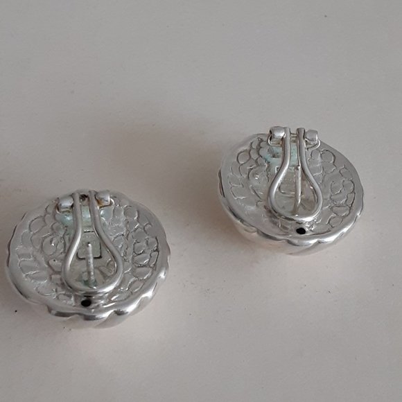 Arte d'Argento Sterling Wavy Ribbed Button Earrings - Picture 2 of 7